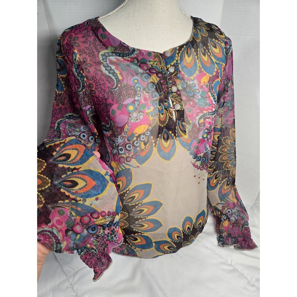 90's Style Boho Lace Purple Boho S Blouse Long Sleeve Retro Y2k Indie